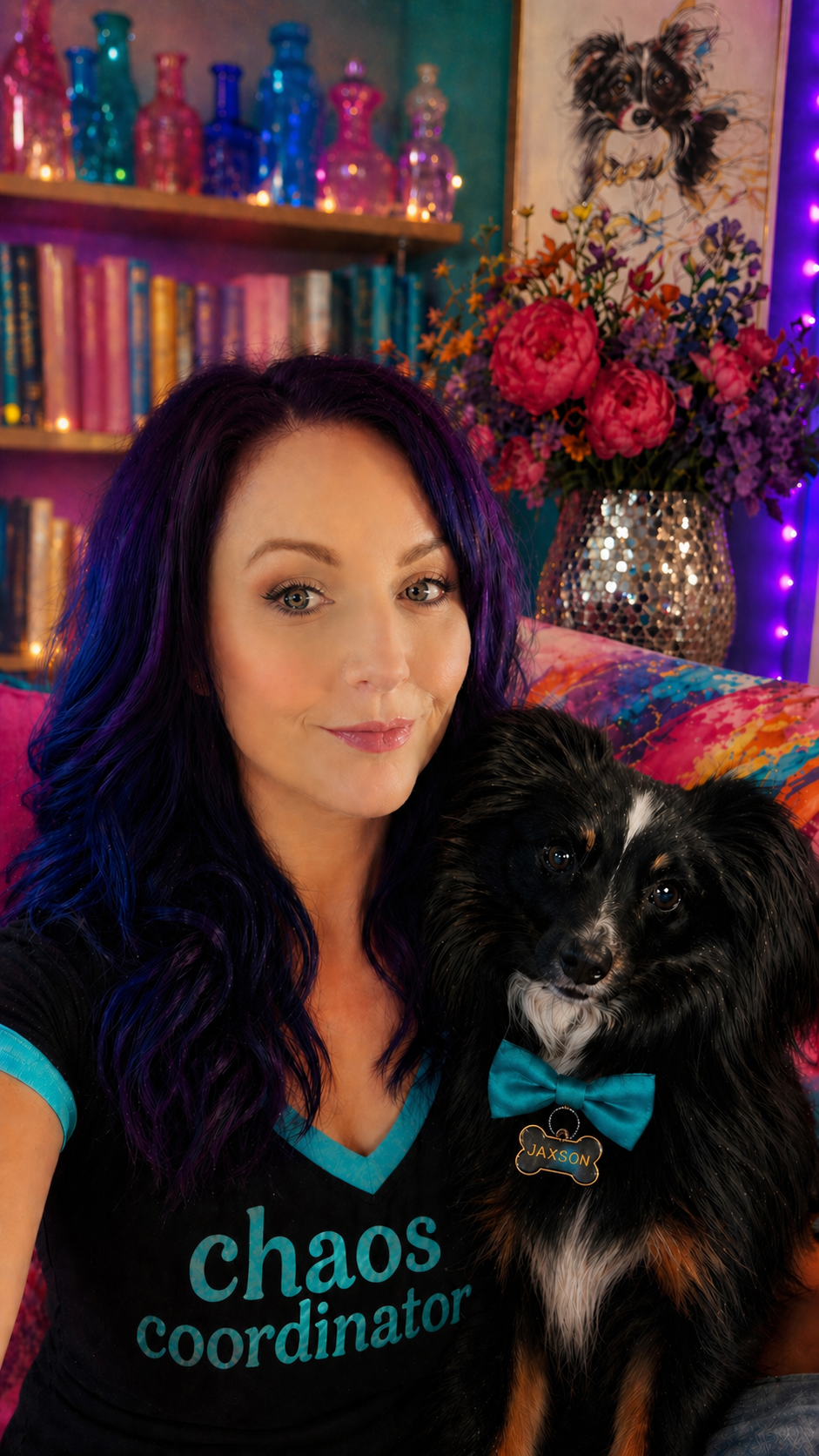 Jessica, Chaos Coordinator at Dallas Executive Errands, with her dog Jaxson